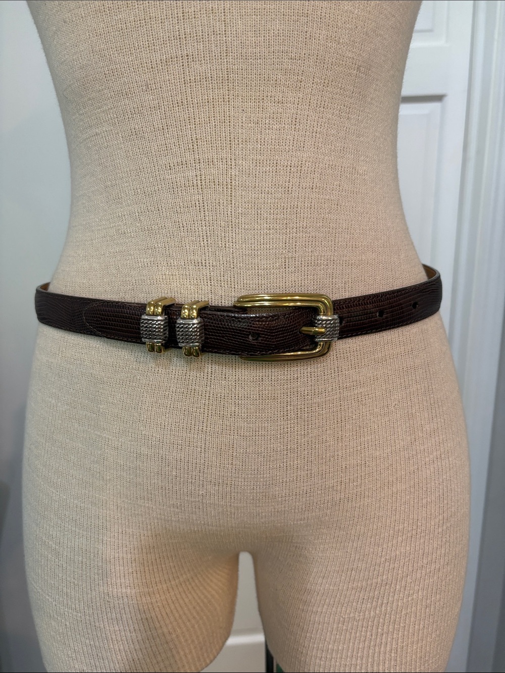 Brighton sz M brown classics belt with gold and silver buckle